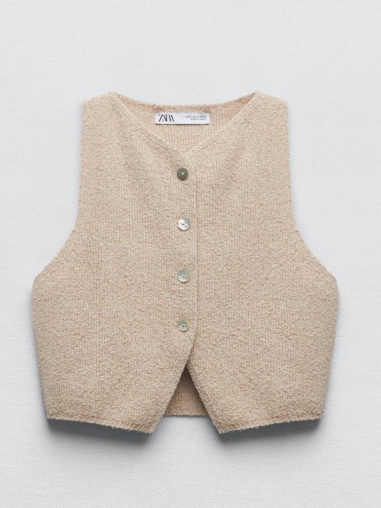 Zara Buttoned Knit Crop Top
